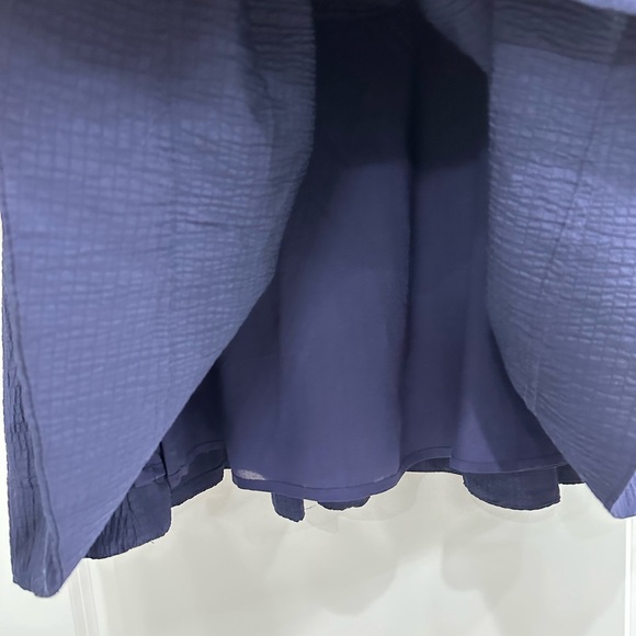 Anthropologie dress XS navy blue square neck seersucker Sleeveless Button-Down - Picture 7 of 16